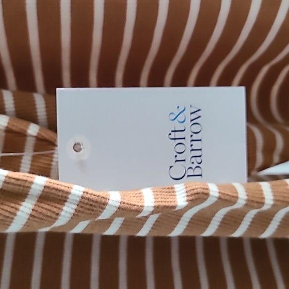 CROFT & BARROW WOMENS BROWN AND WHITE PLUS SIZE STRIPED LONG SLEEVE TOP SIZE XXL - Picture 4 of 12